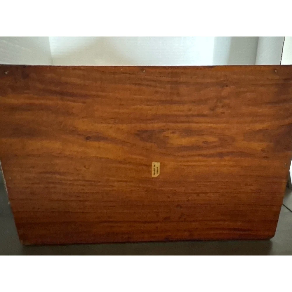 Vintage Hand Carved Floral Wooden Jewelry Keepsake Box Red Velvet Made in India